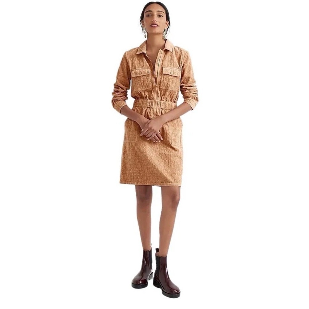 J. CREW Light Academia Textured Corduroy Utility Dress Size 12